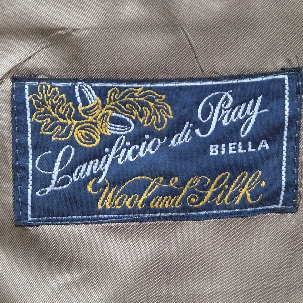 Lanificio di Pray Biella Ferrini Wool Silk Blazer Jacket Men 42R Blue Houndtooth